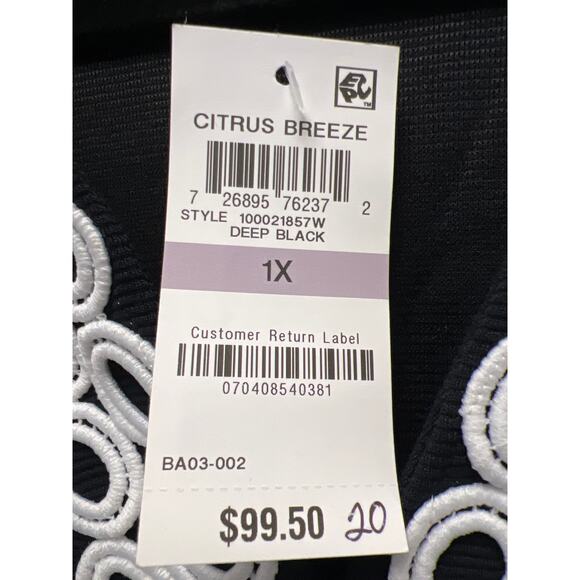 NWT Charter Club Women’s Embroidered Boho Stretch Knit Shift Dress Size 1X Black - Picture 3 of 6